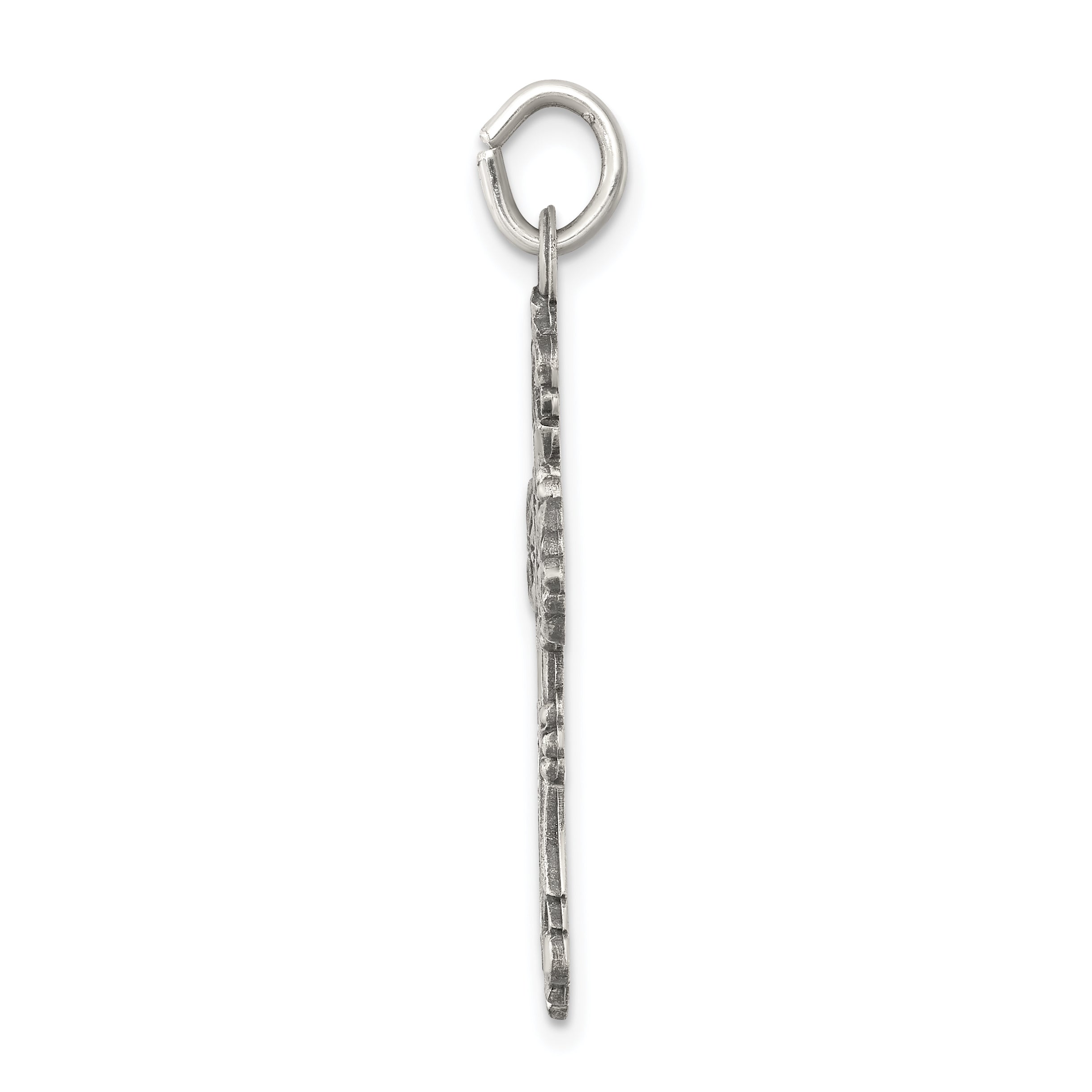 Sterling Silver 925 Antiqued Cross Pendant with Polished Finish Solid, Vintage-Inspired Design