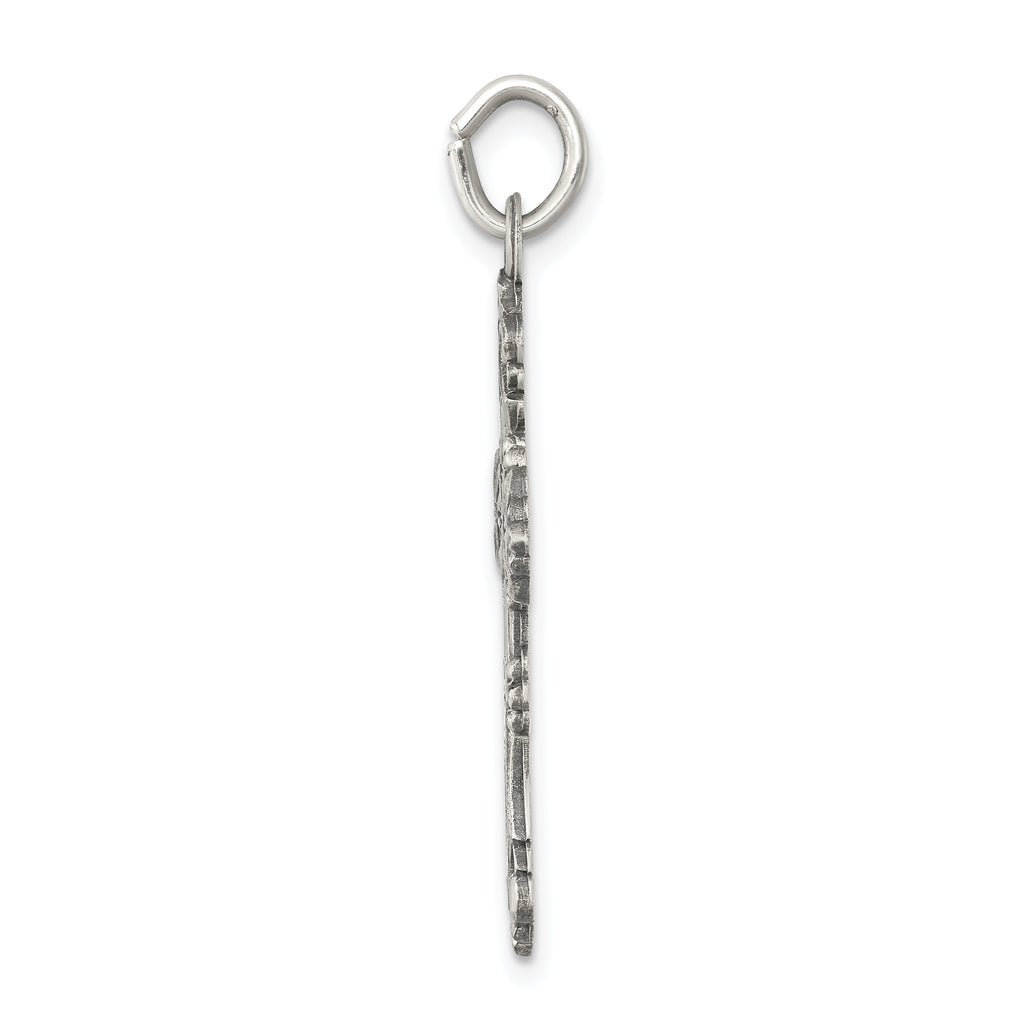 Sterling Silver 925 Antiqued Cross Pendant with Polished Finish Solid, Vintage-Inspired Design