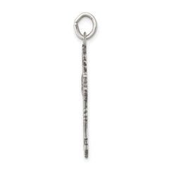 Sterling Silver 925 Antiqued Cross Pendant with Polished Finish Solid, Vintage-Inspired Design