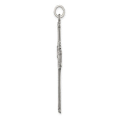 Sterling Silver 925 Antiqued Textured Cross Pendant with Brushed Finish