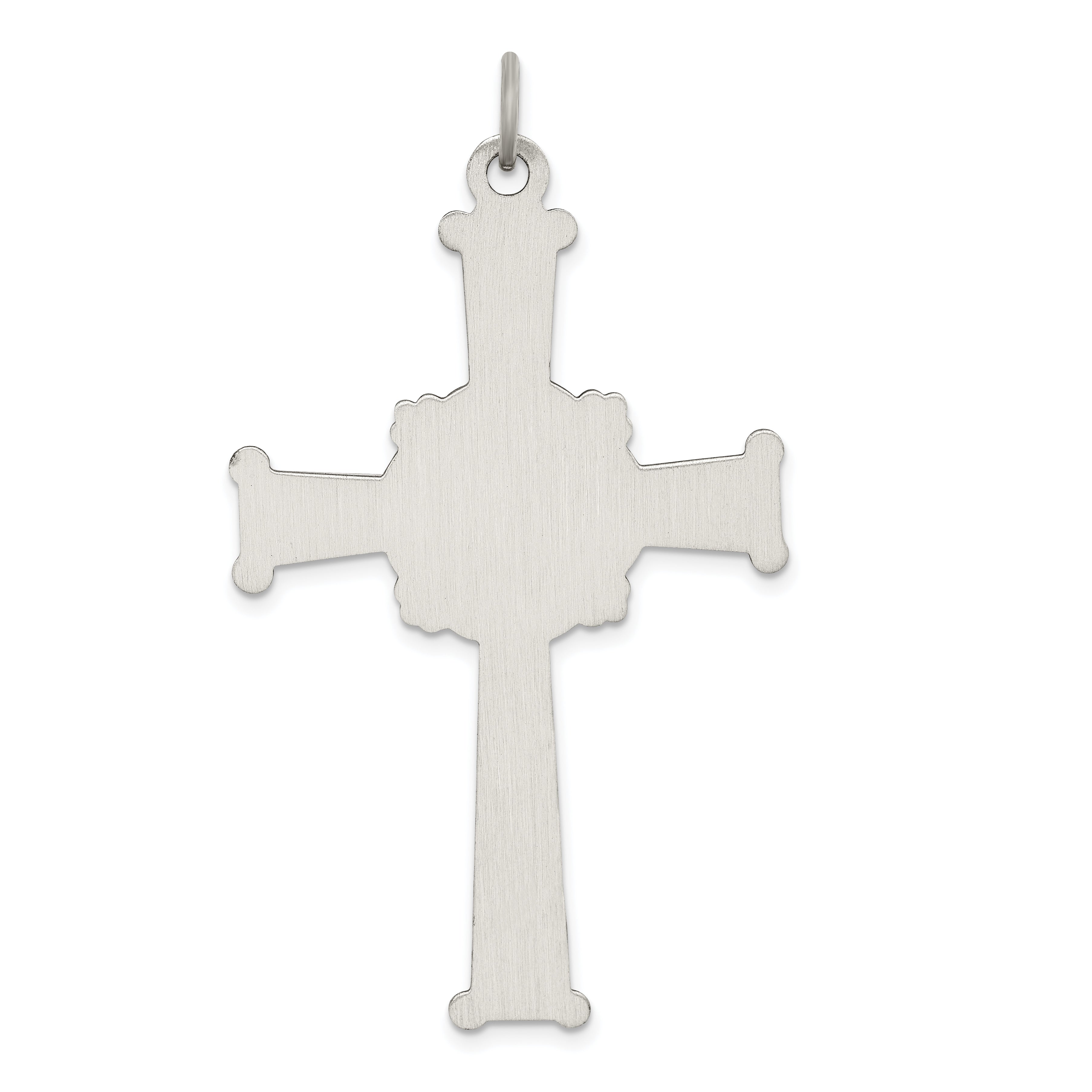 Sterling Silver 925 Antiqued Textured Cross Pendant with Brushed Finish