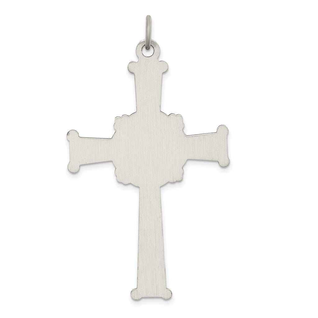 Sterling Silver 925 Antiqued Textured Cross Pendant with Brushed Finish