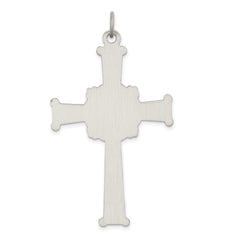 Sterling Silver 925 Antiqued Textured Cross Pendant with Brushed Finish