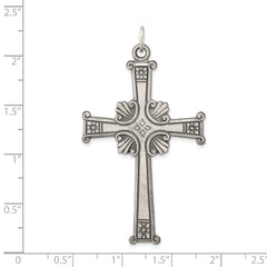 Sterling Silver 925 Antiqued Textured Cross Pendant with Brushed Finish