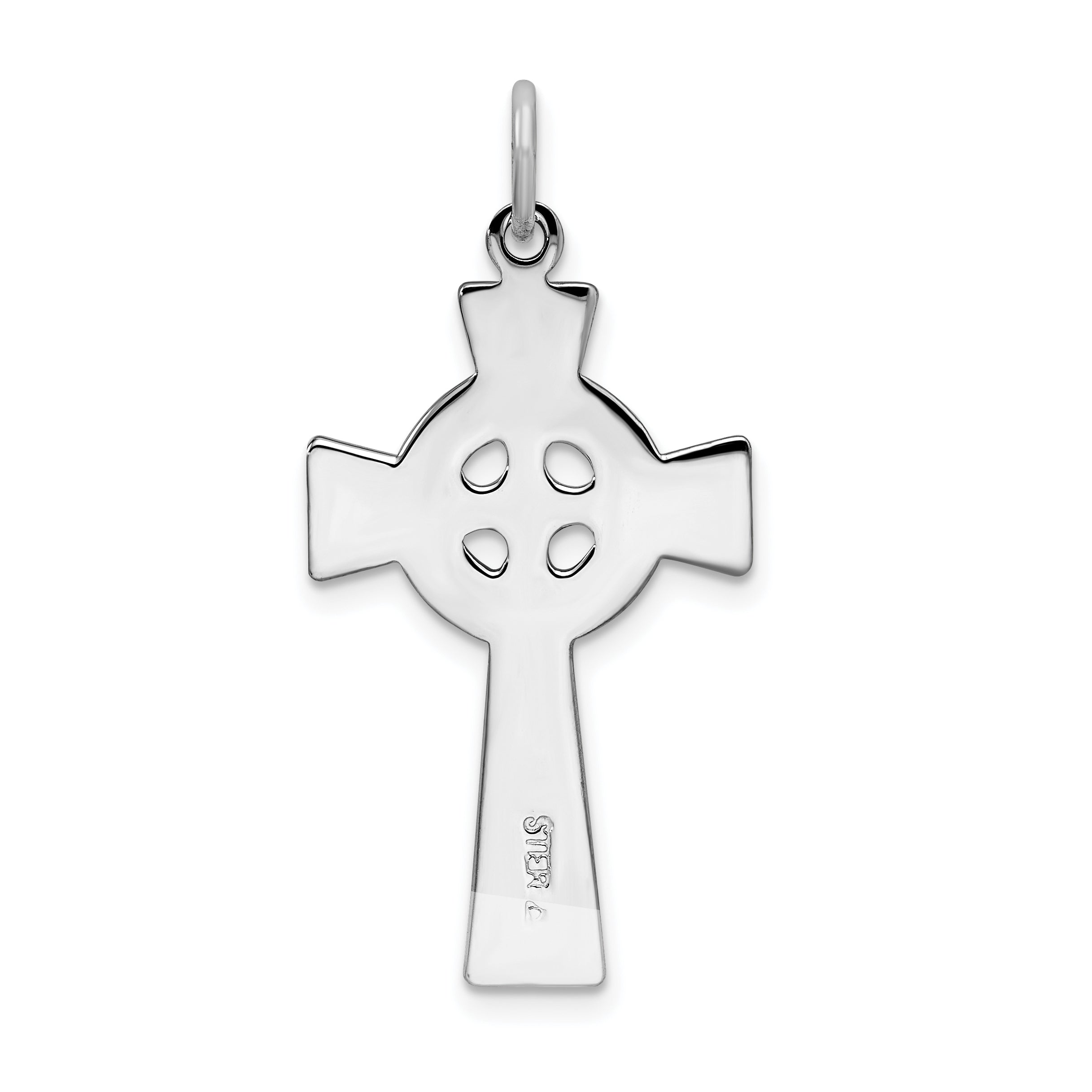 Sterling Silver 925 Rhodium-Plated Celtic Cross Pendant  Polished & Solid Charm