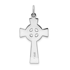 Sterling Silver 925 Rhodium-Plated Celtic Cross Pendant  Polished & Solid Charm