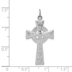 Sterling Silver 925 Rhodium-Plated Celtic Cross Pendant  Polished & Solid Charm
