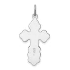 Sterling Silver 925 Rhodium-Plated Orthodox Cross Pendant with Blue Enamel