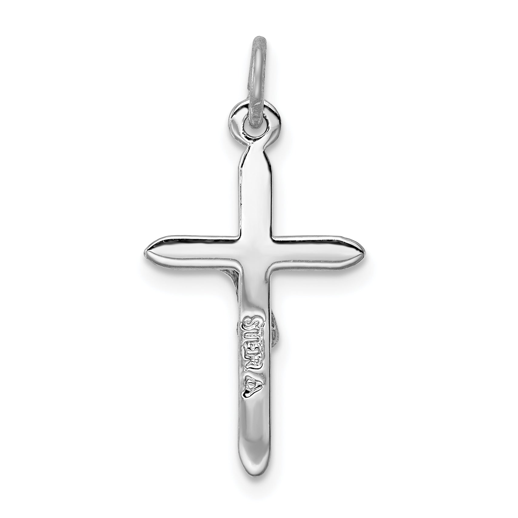 Sterling Silver 925 Rhodium-Plated Passion Crucifix Charm  Polished, Solid Design