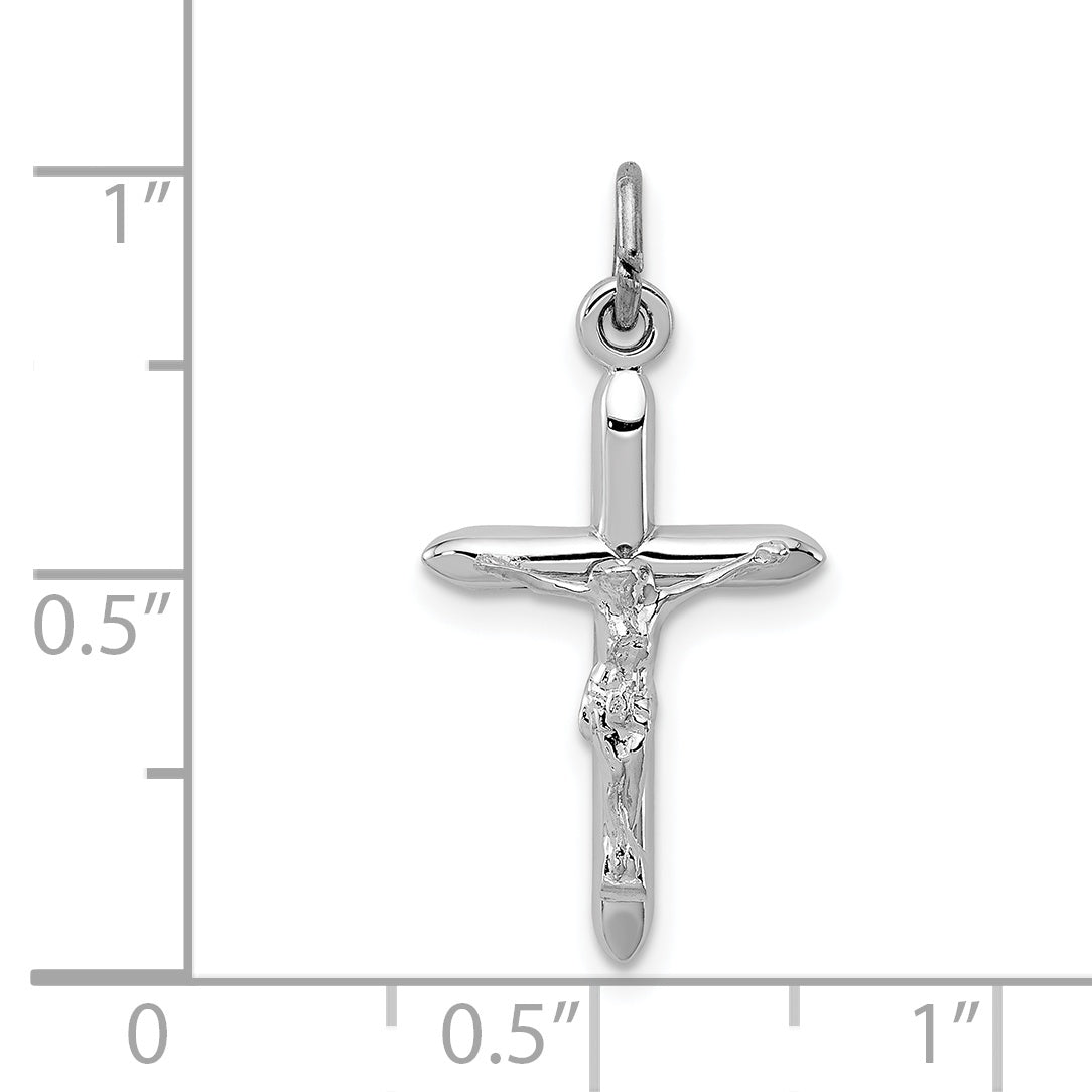 Sterling Silver 925 Rhodium-Plated Passion Crucifix Charm  Polished, Solid Design