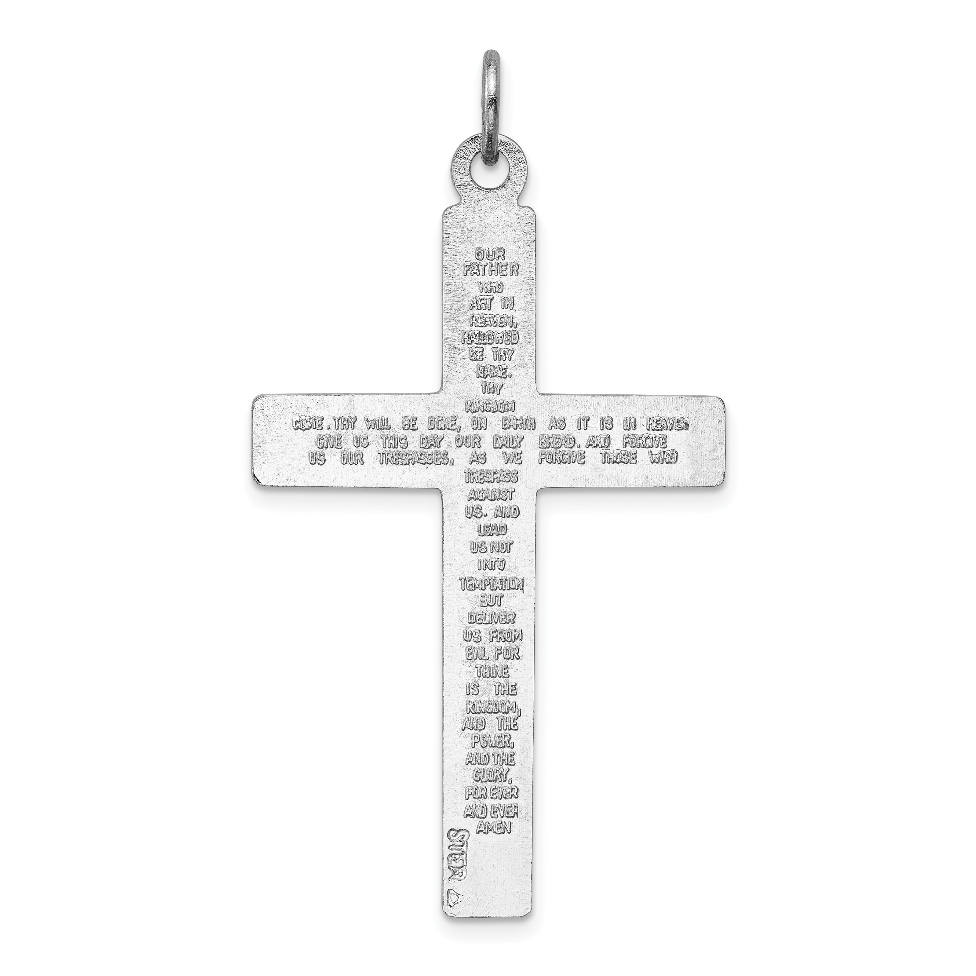 Sterling Silver 925 Rhodium-Plated Crucifix Pendant with Polished Finish