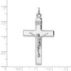 Sterling Silver 925 Rhodium-Plated Crucifix Pendant with Polished Finish