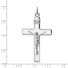 Sterling Silver 925 Rhodium-Plated Crucifix Pendant with Polished Finish