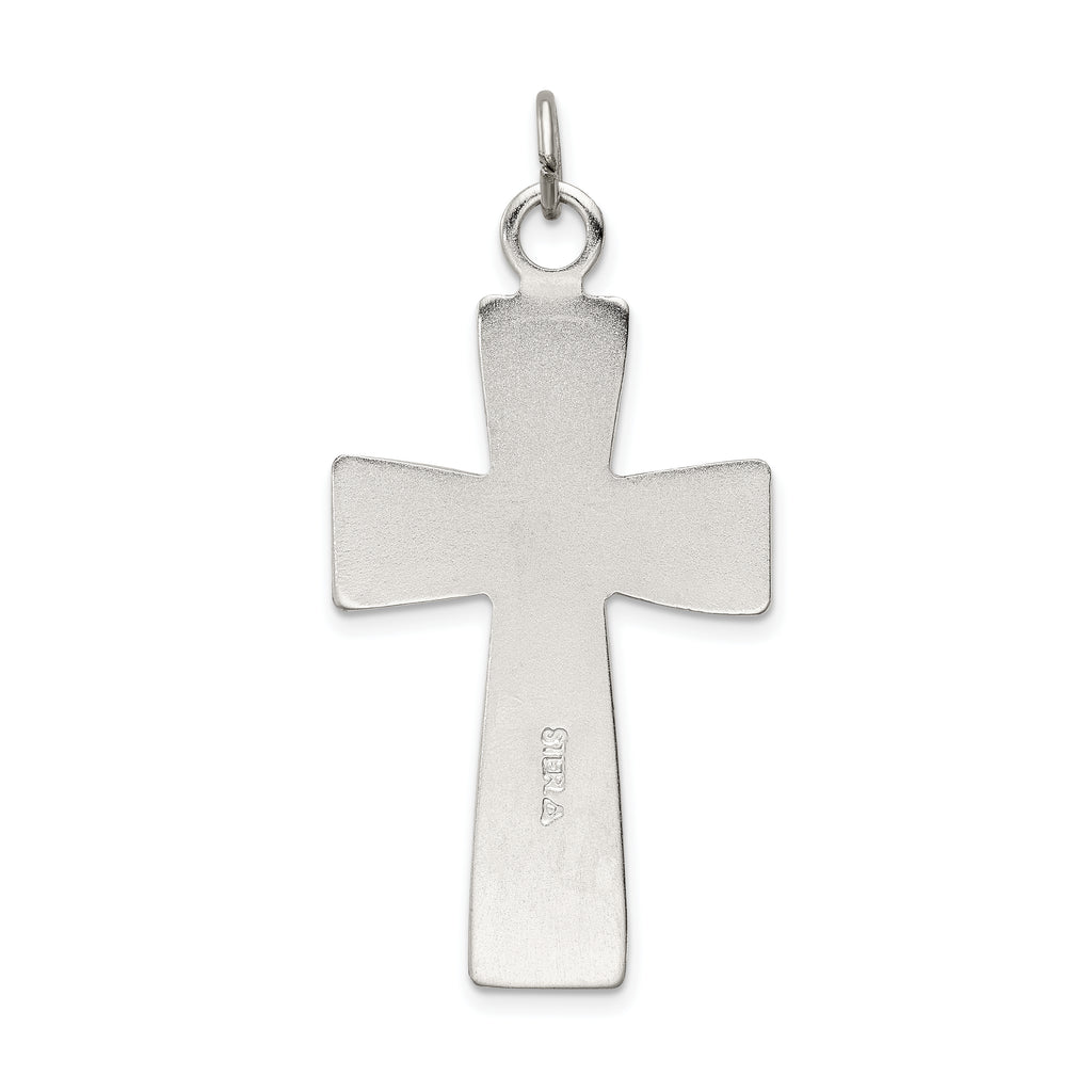 Sterling Silver 925 INRI Crucifix Pendant with Platinum Plating Polished Finish