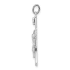 Sterling Silver 925 Rhodium-Plated INRI Crucifix Pendant with Polished Finish