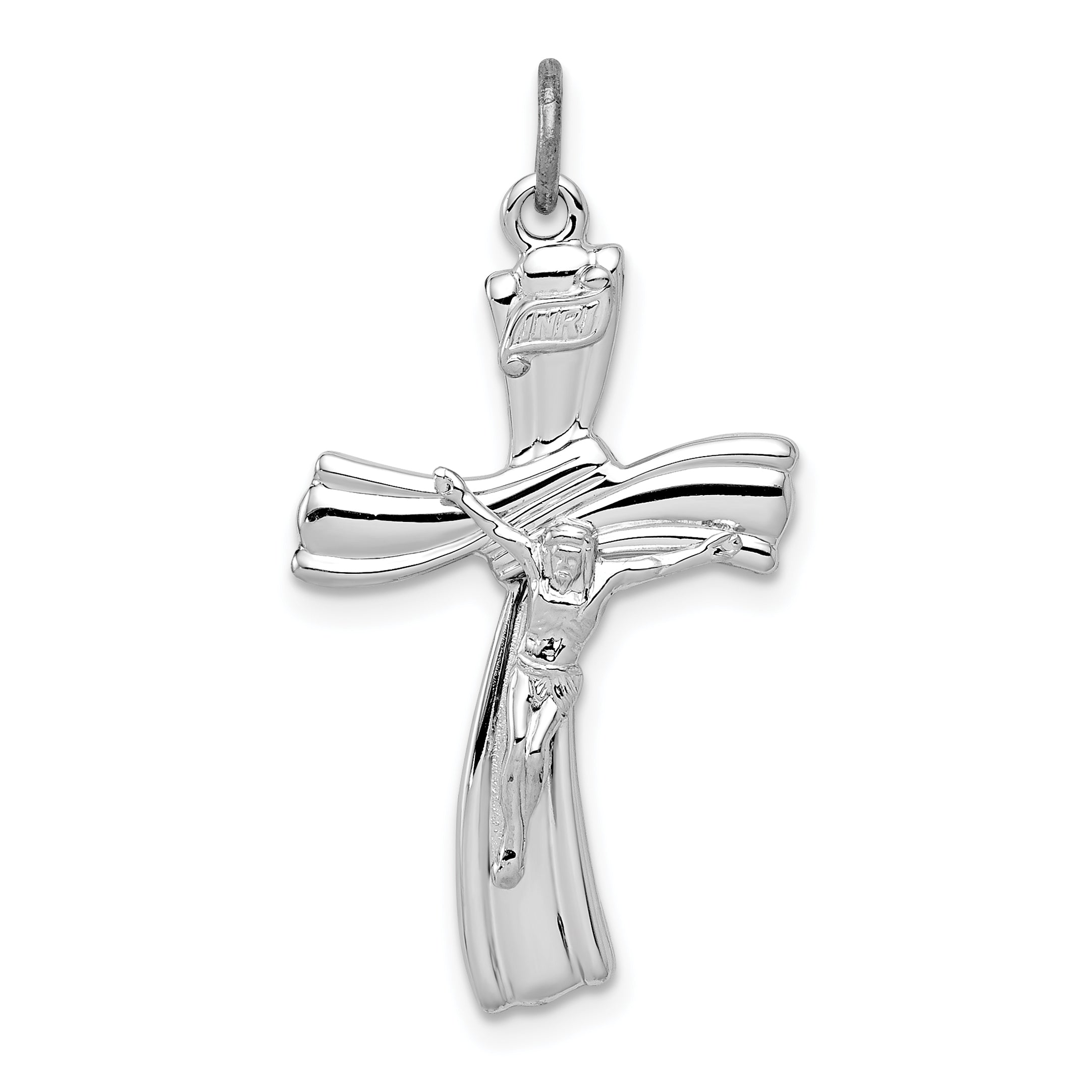 Sterling Silver Rhodium-plated INRI Crucifix Pendant Main image
