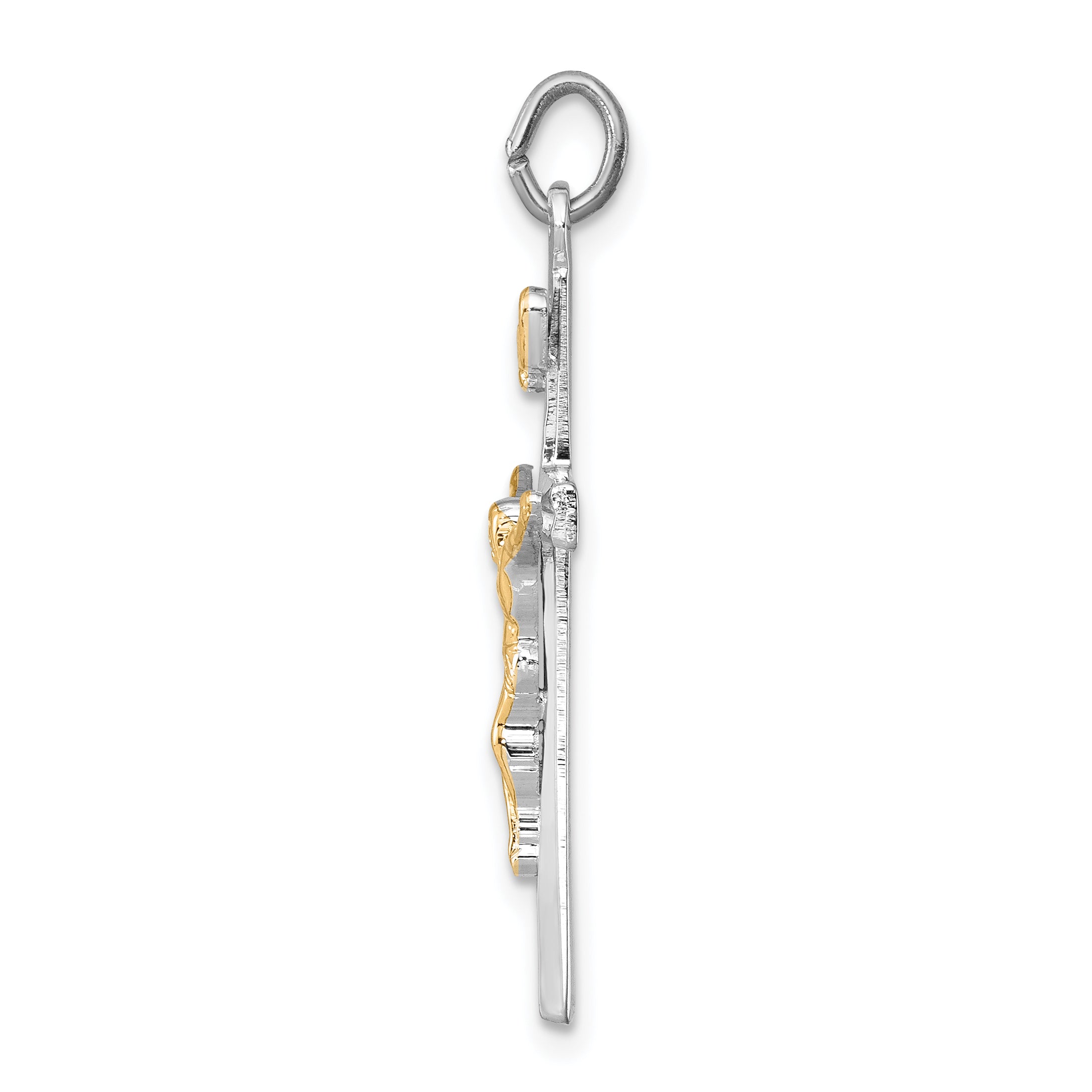 Sterling Silver Rhodium-Plated INRI Crucifix Charm with Polished Finish Secondary image