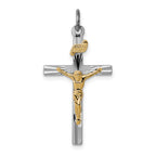 Sterling Silver Rhodium-plated & Vermeil INRI Crucifix Charm