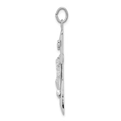 Sterling Silver Rhodium-Plated INRI Crucifix Pendant with Polished Finish