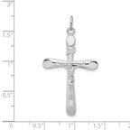 Sterling Silver Rhodium-Plated INRI Crucifix Pendant with Polished Finish