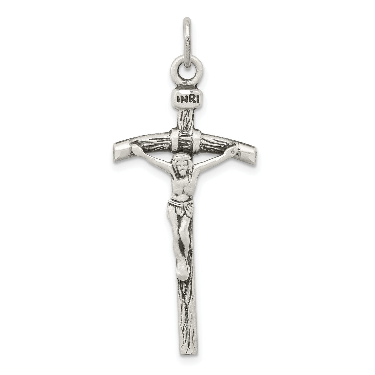 Crucifix Pendant in Sterling Silver, 38mm Antiqued - Sophia Jewelers Main image