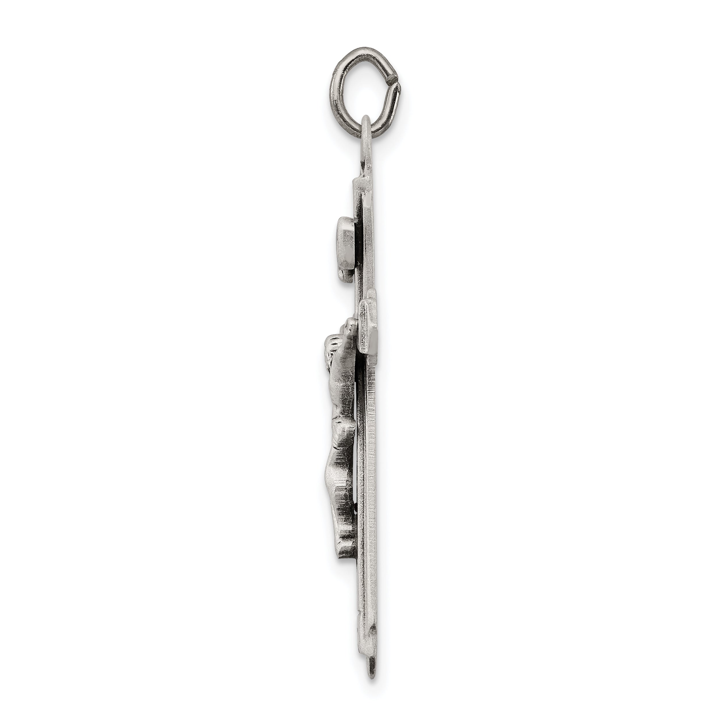 Sterling Silver 925 Antiqued Crucifix Pendant Polished Solid Vintage Style Secondary image