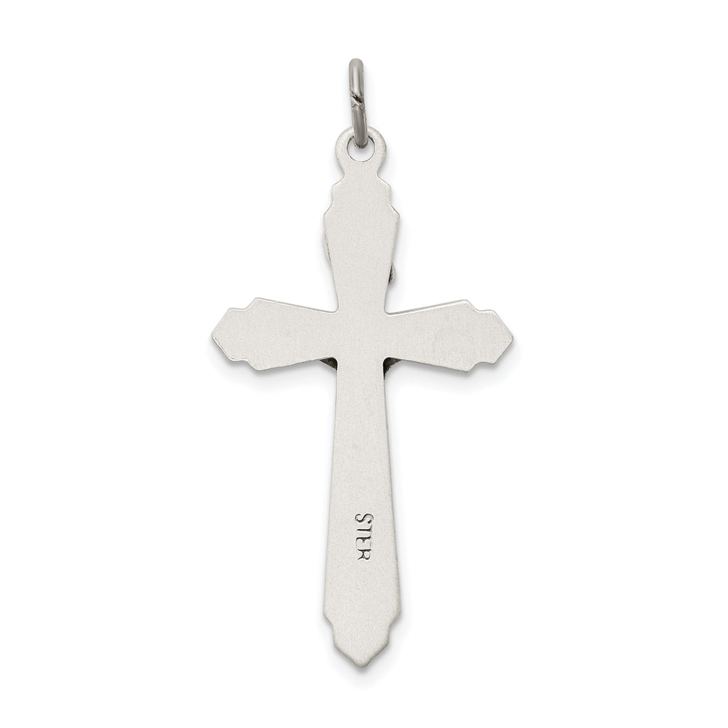 Sterling Silver 925 Antiqued Crucifix Pendant Polished Solid Vintage Style