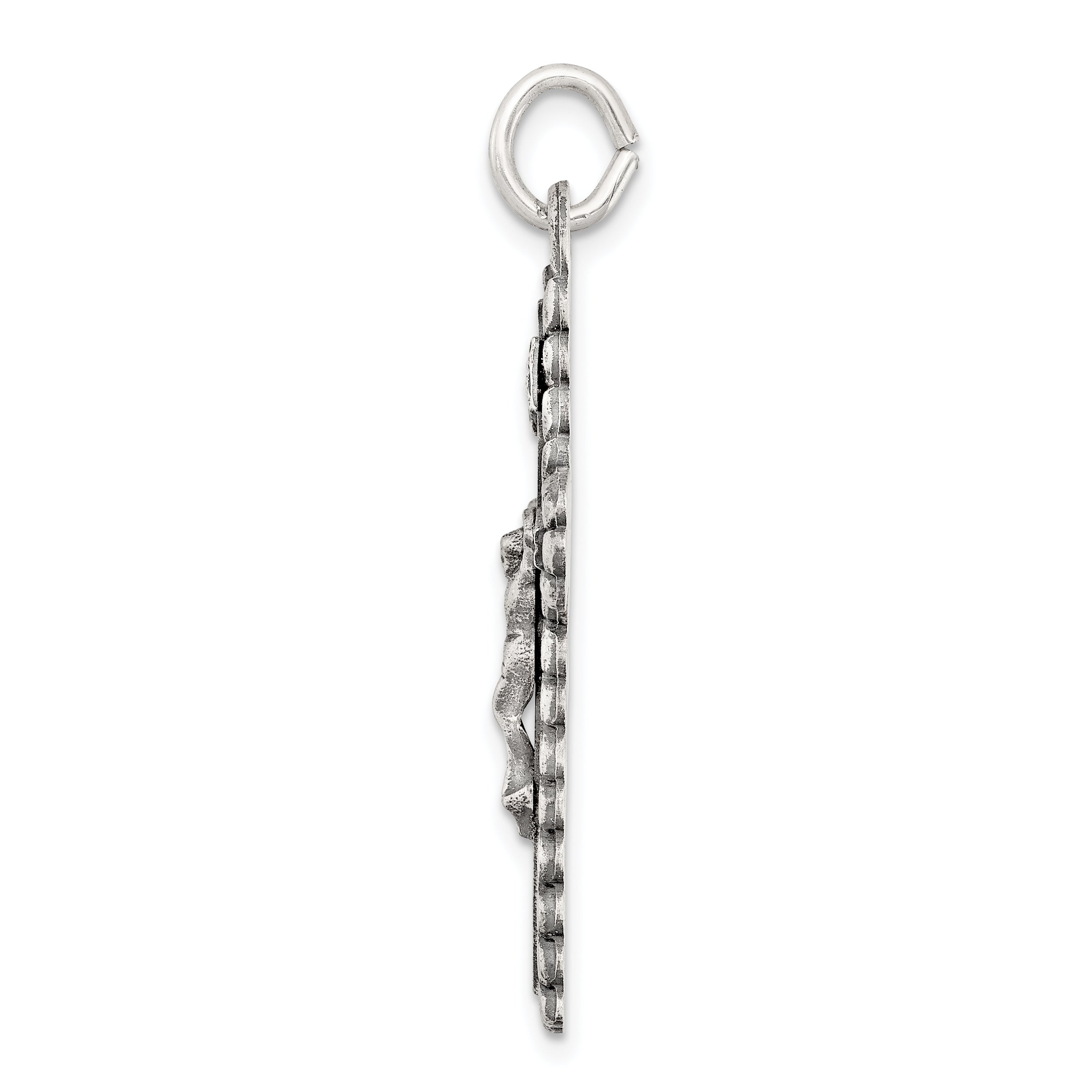 Sterling Silver 925 INRI Crucifix Pendant with Antiqued Polished Finish Secondary image