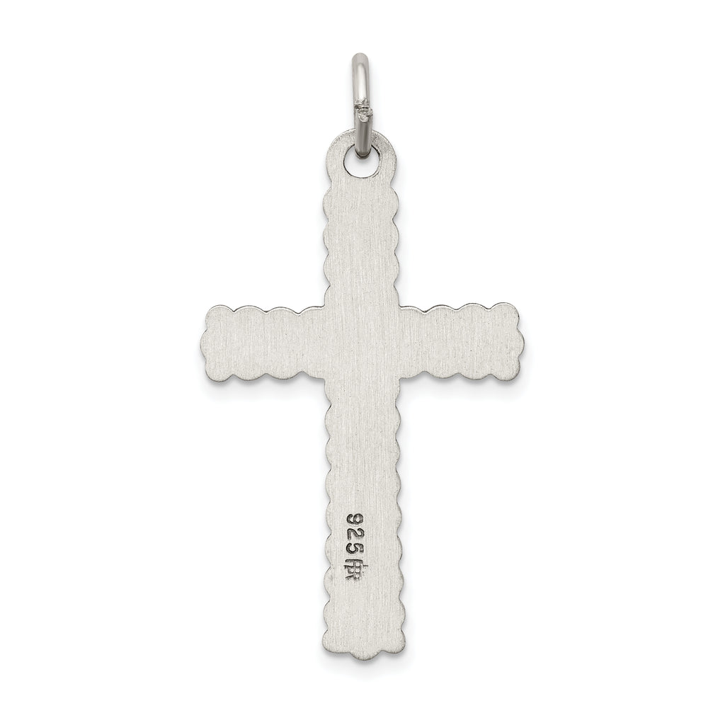 Sterling Silver 925 INRI Crucifix Pendant with Antiqued Polished Finish