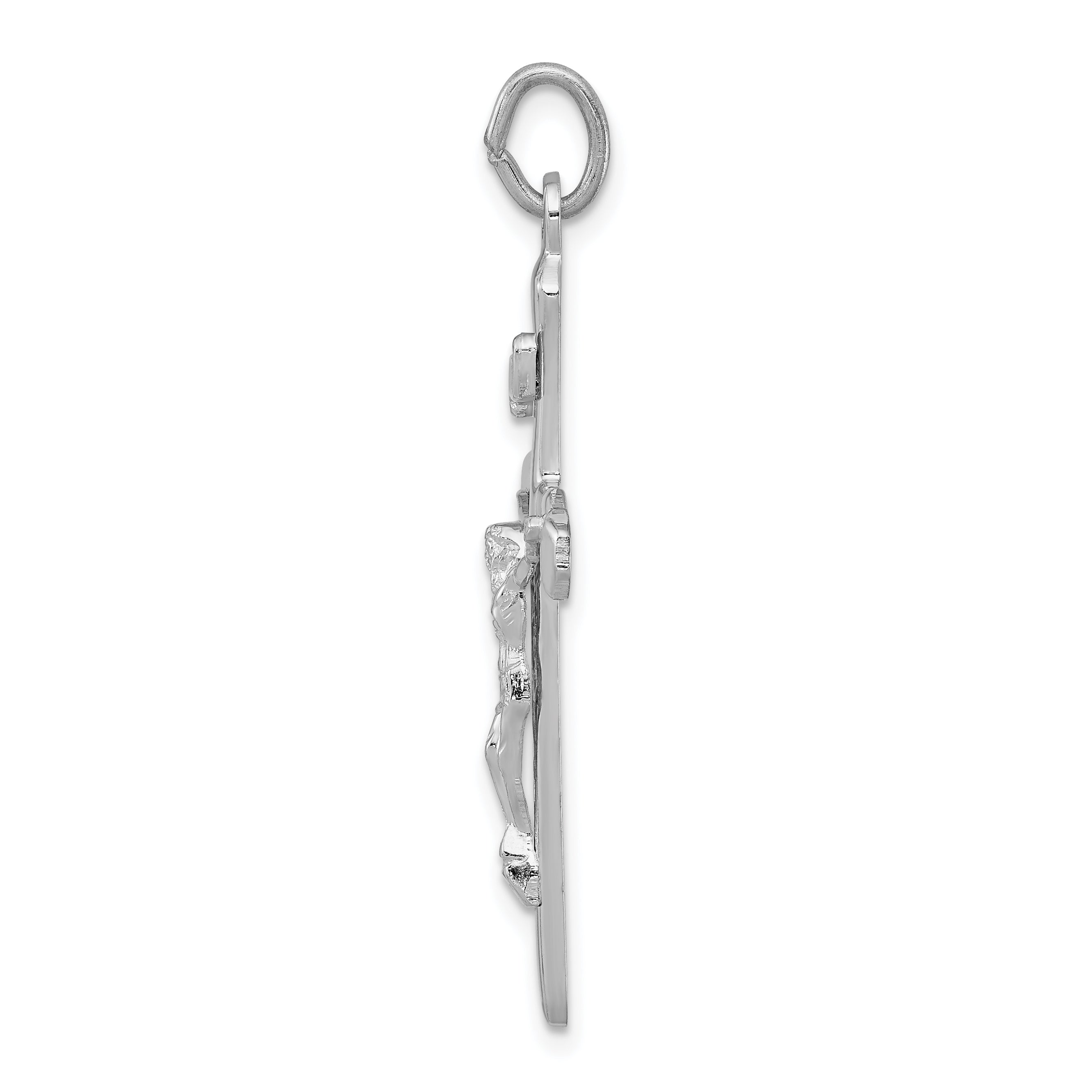Sterling Silver 925 Rhodium-Plated Crucifix Pendant with Polished Solid Design Secondary image