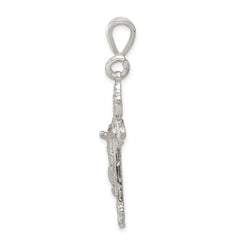 Sterling Silver 925 Diamond-Cut Crucifix Pendant Polished Elegant Design