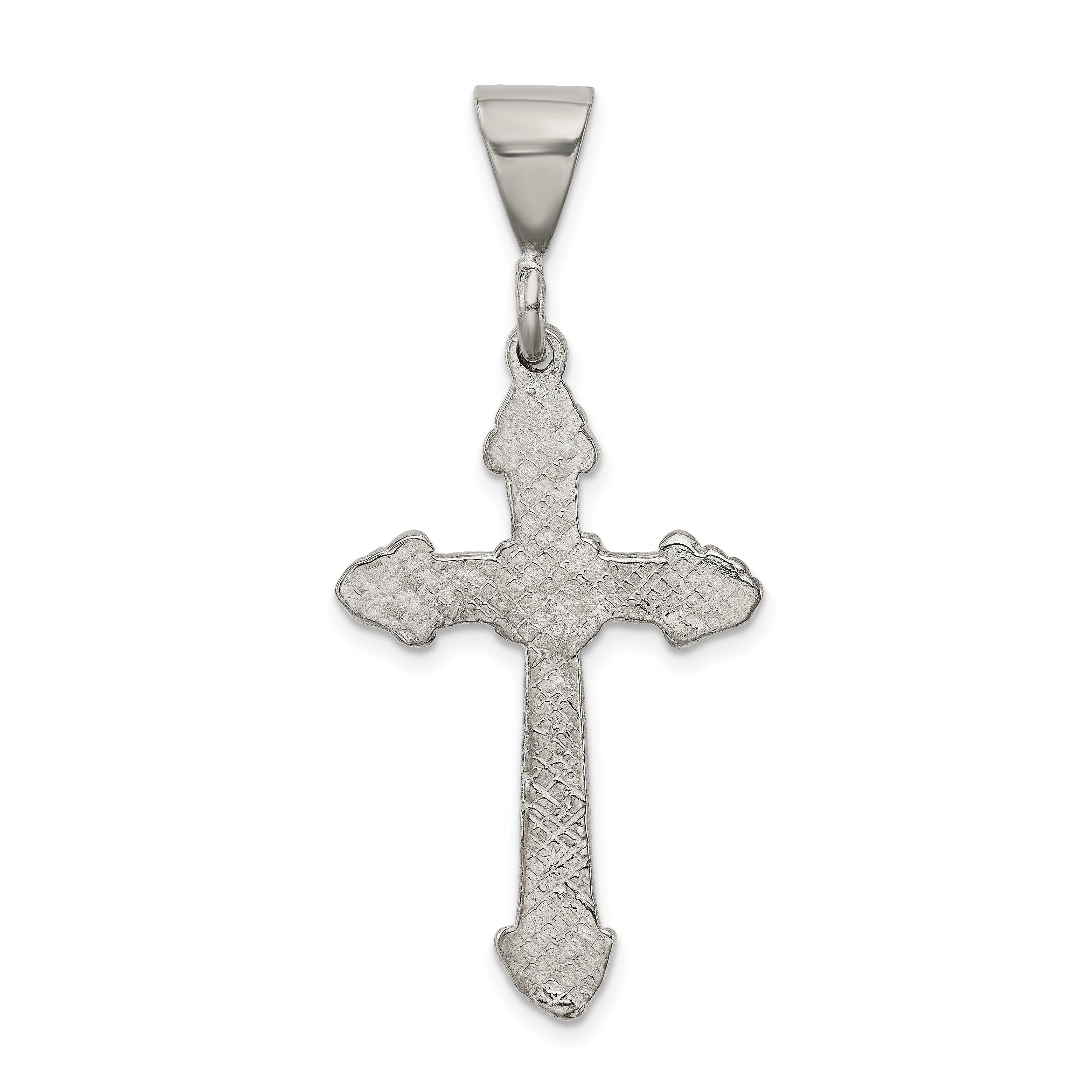 Sterling Silver 925 Diamond-Cut Crucifix Pendant Polished Elegant Design