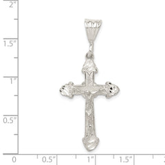 Sterling Silver 925 Diamond-Cut Crucifix Pendant Polished Elegant Design
