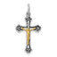 Sterling Silver Rhodium-plated & Vermeil Crucifix Charm