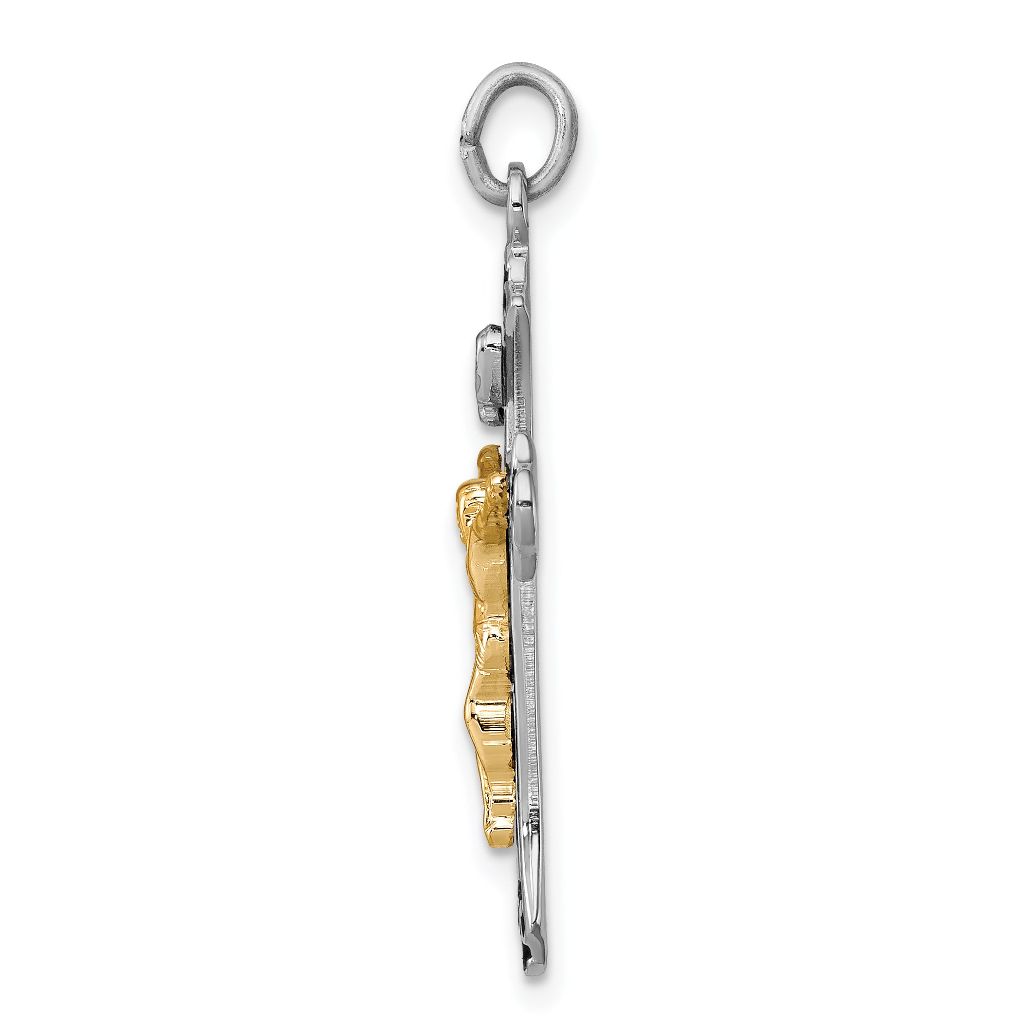 Sterling Silver Rhodium-Plated Crucifix Pendant with Polished Finish Secondary image