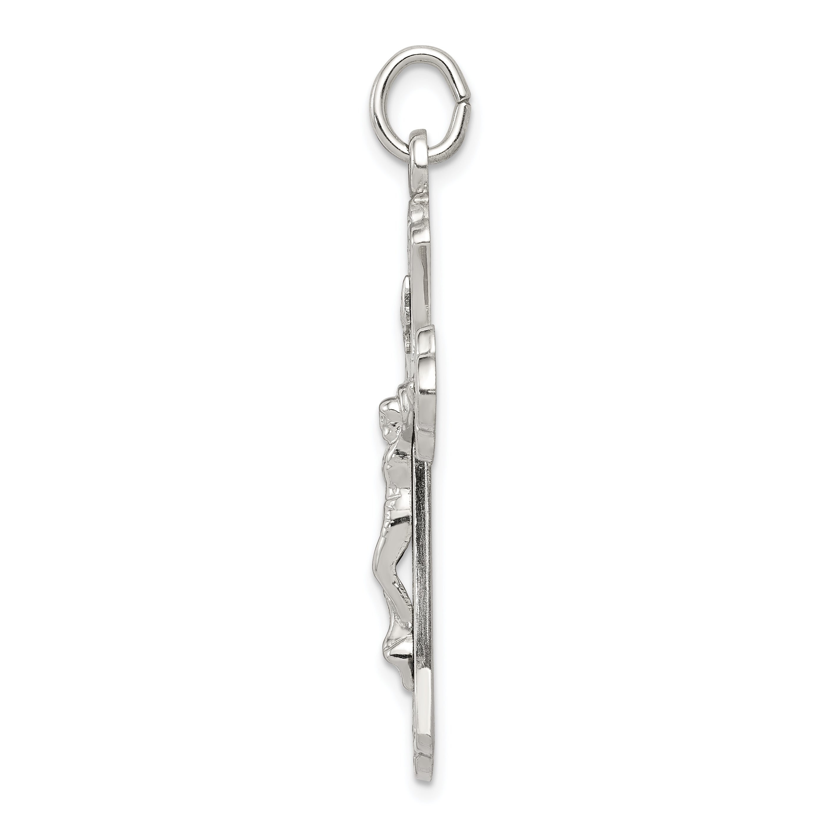 Sterling Silver 925 INRI Crucifix Pendant with Polished Finish, Solid Die Struck Design Secondary image