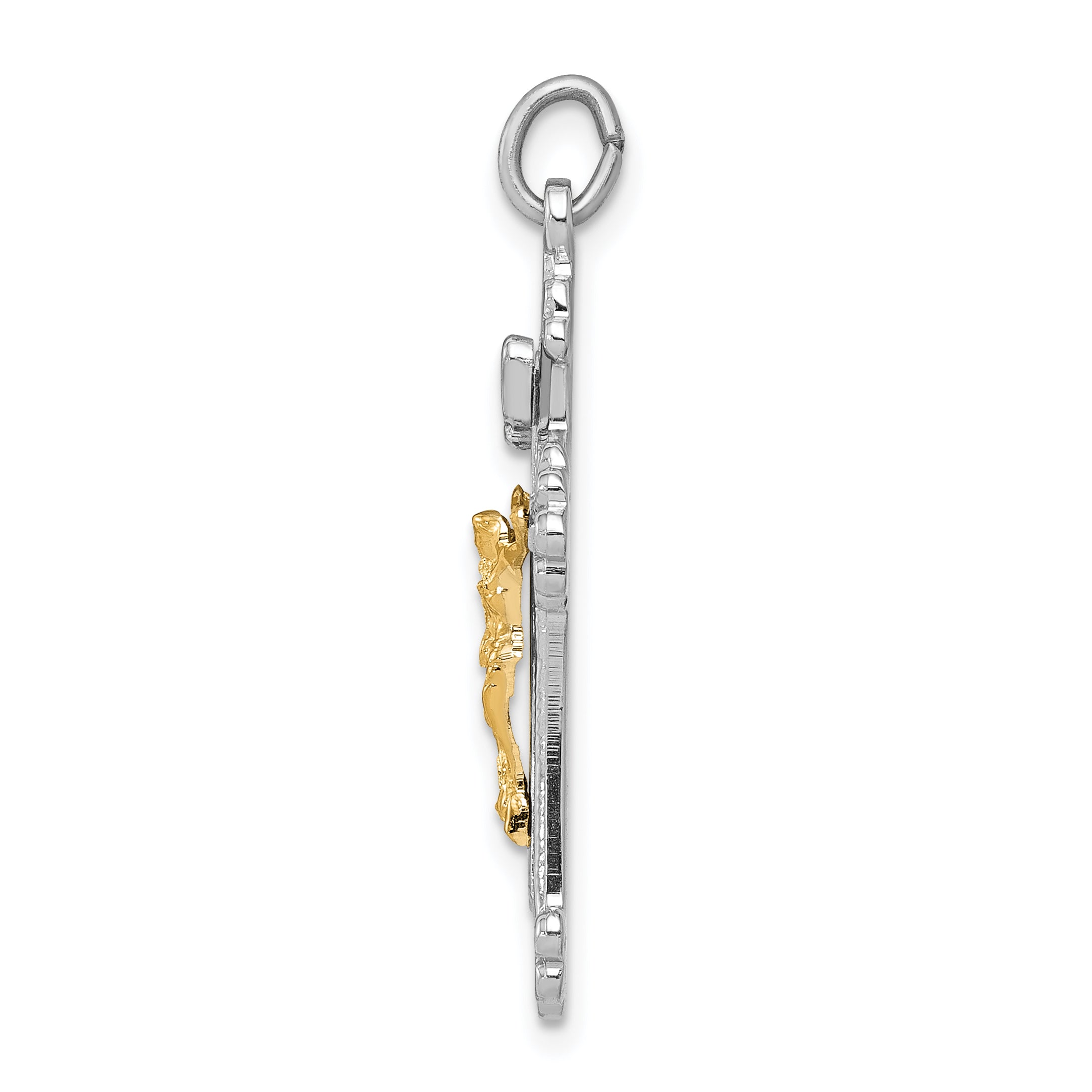 Sterling Silver Rhodium-Plated INRI Crucifix Charm with Polished Finish Secondary image
