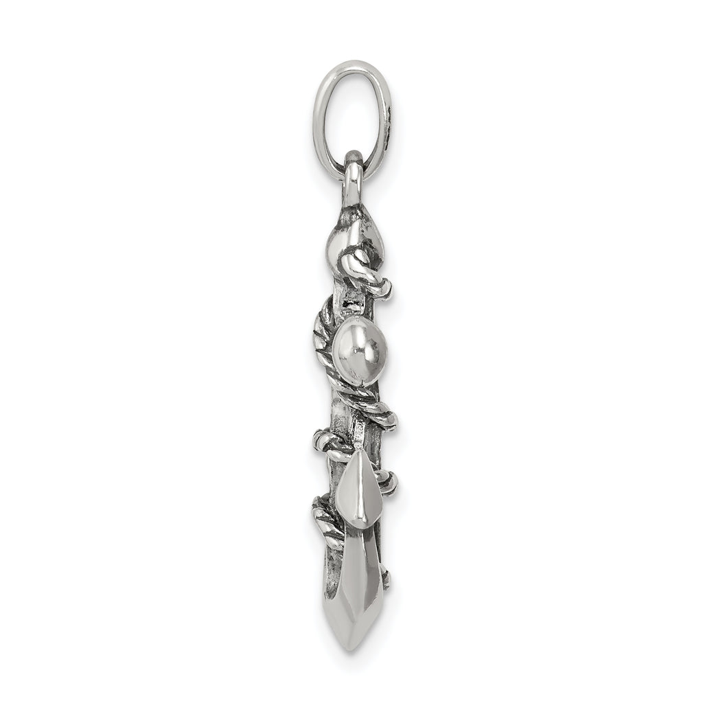 Sterling Silver 925 Antiqued Cross Pendant with 3D Solid Design