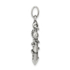 Sterling Silver 925 Antiqued Cross Pendant with 3D Solid Design