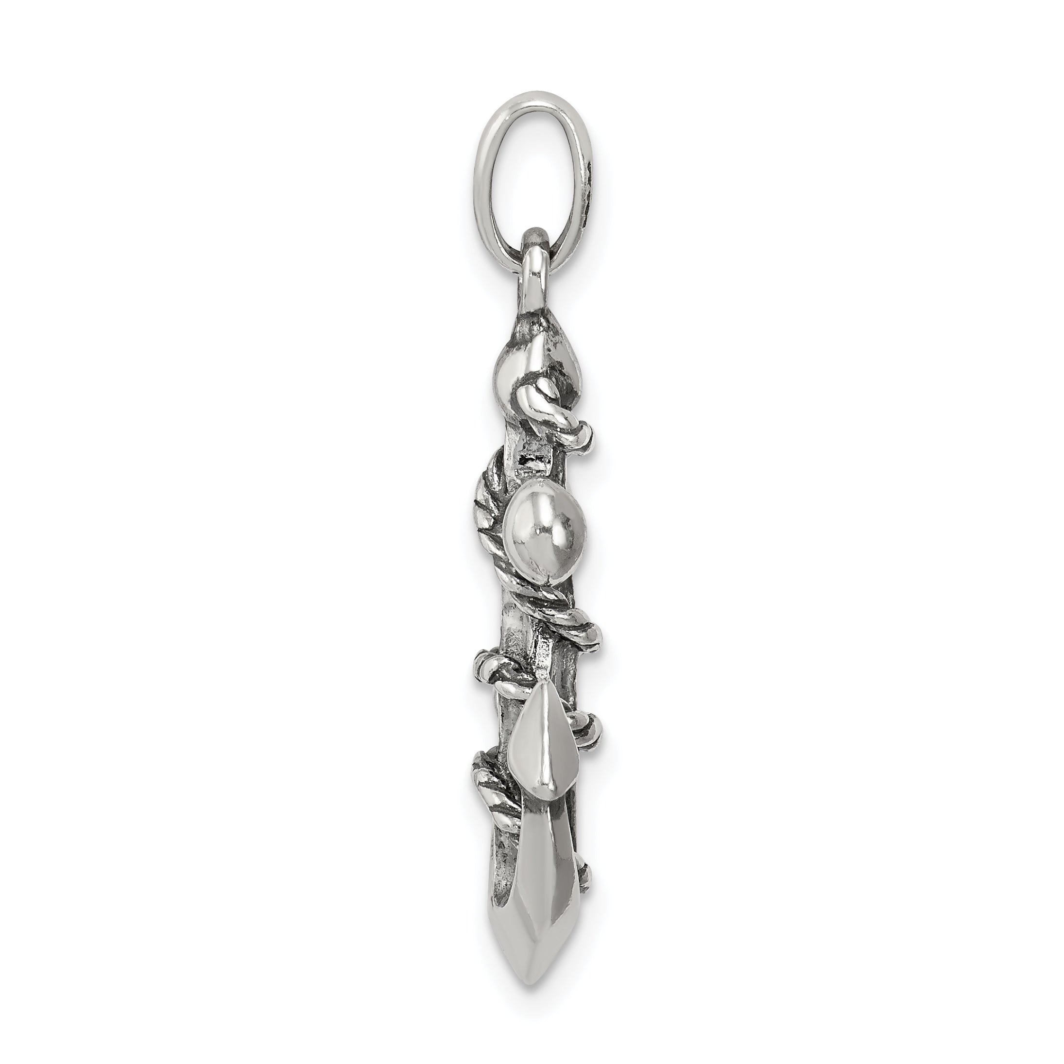 Sterling Silver 925 Antiqued Cross Pendant with 3D Solid Design