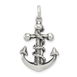 Cross Pendant in Sterling Silver, 19x24mm Antiqued - Sophia Jewelers