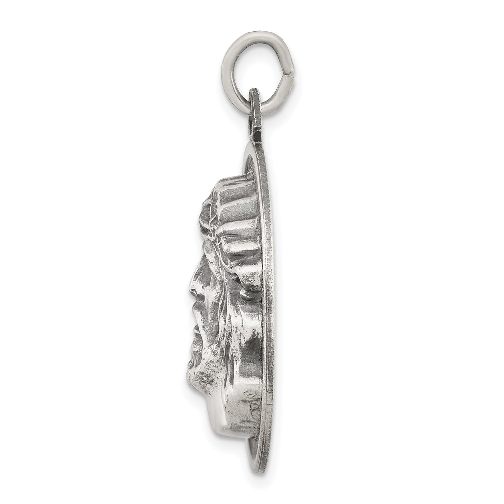 Sterling Silver 925 Ecce Homo Antiqued Medal Pendant Solid Vintage Charm