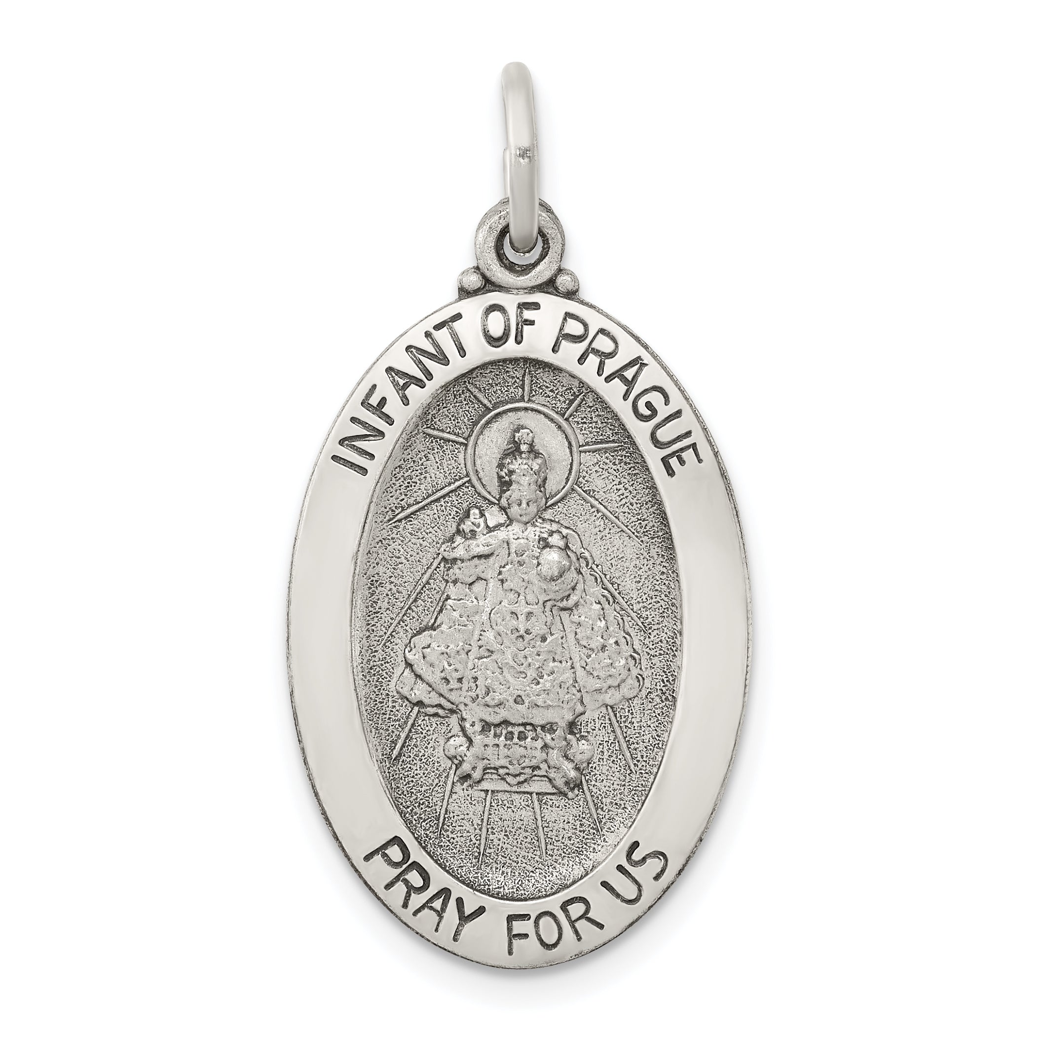Sterling Silver Antiqued Infant of Prague Medal Main image