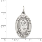 Sterling Silver 925 Sacred Heart of Jesus Medal with Antiqued Finish, Solid Design