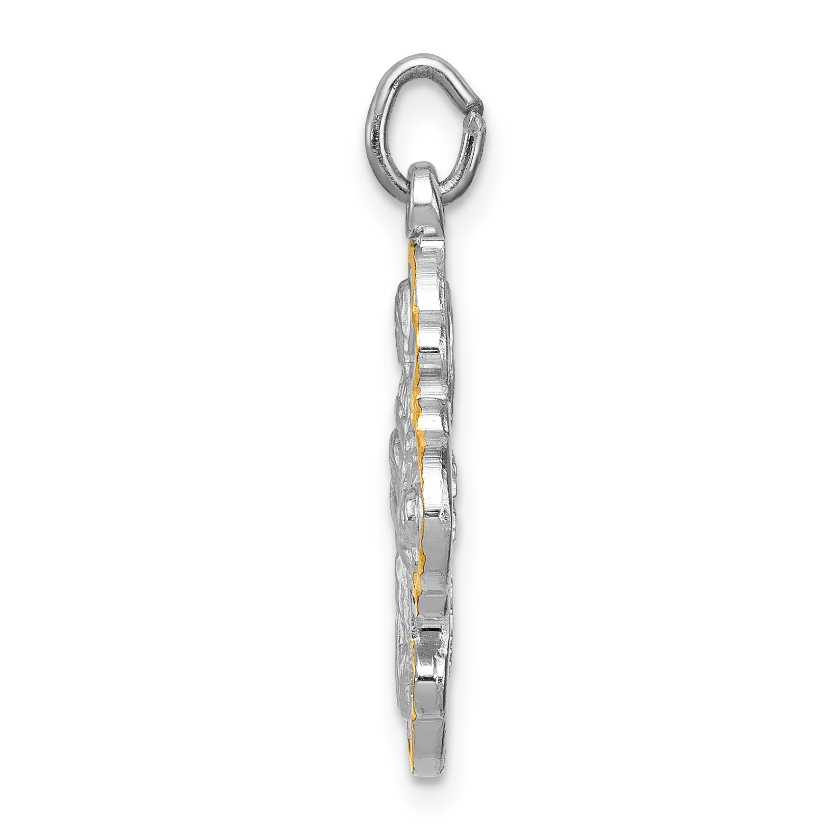 Sterling Silver 4-Way Medal Pendant with Rhodium & Vermeil Finish, Polished Secondary image