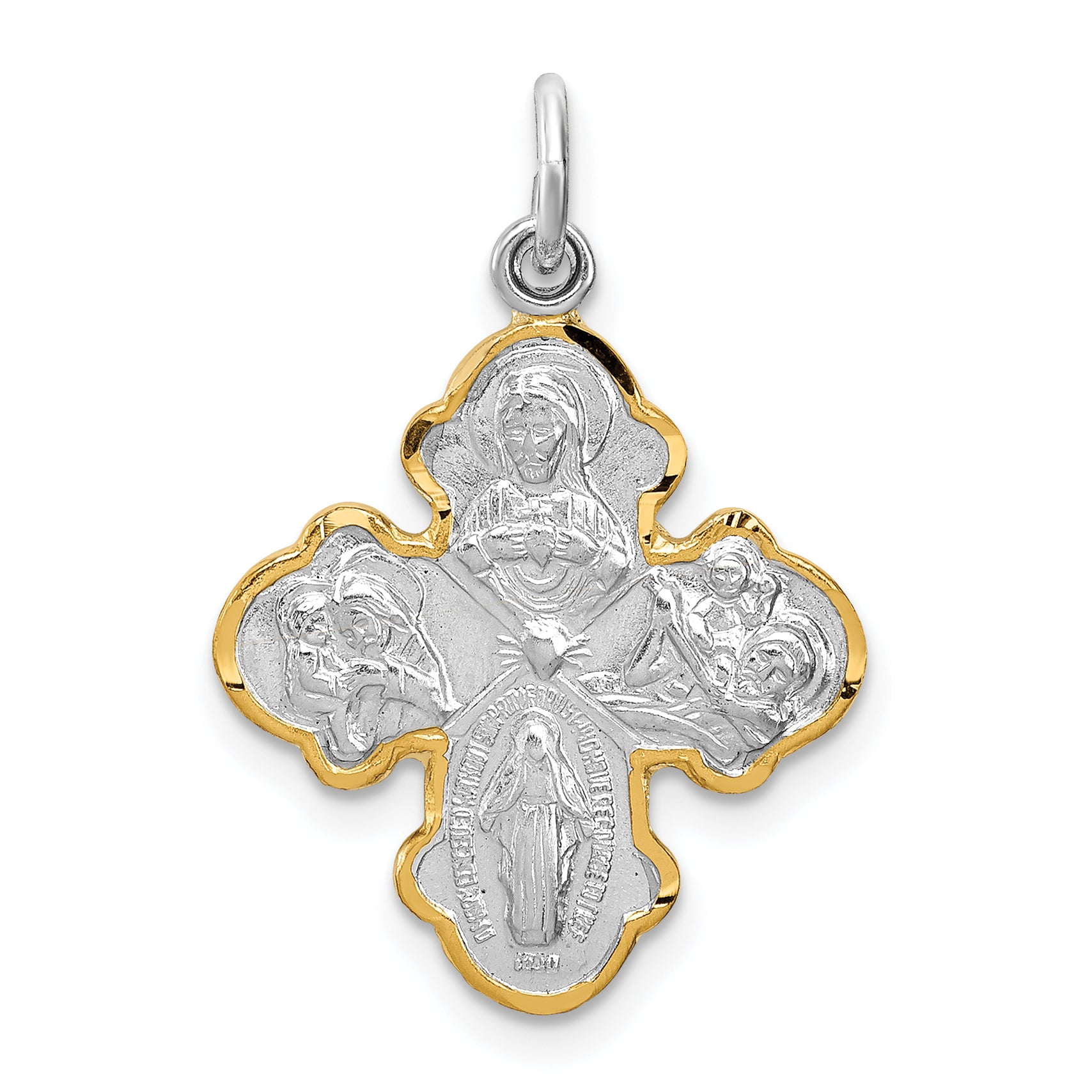 Sterling Silver Rhodium-plated & Vermeil 4-way Medal Main image