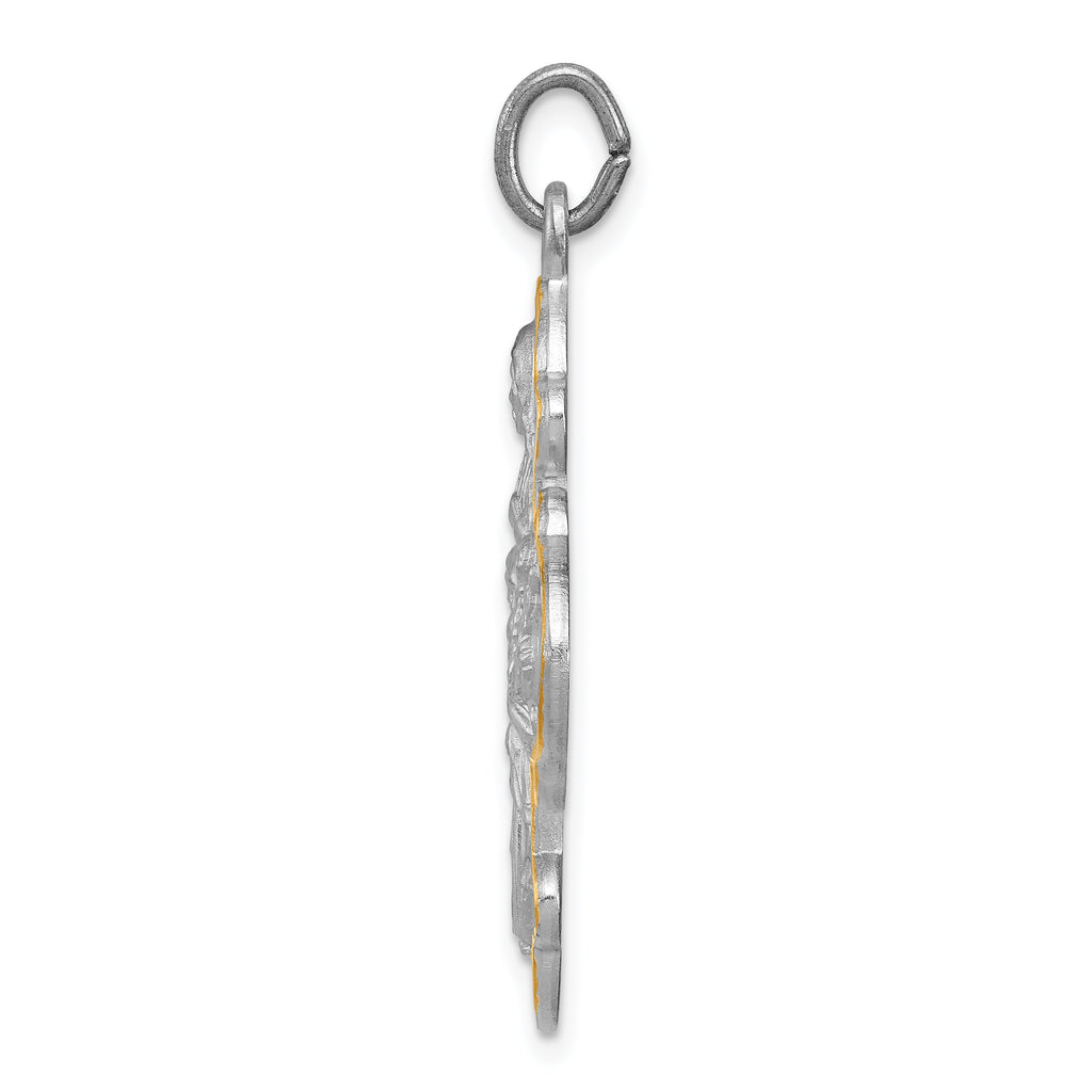 Sterling Silver Rhodium-Plated 4-Way Medal Pendant with Polished Finish