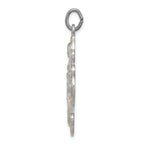 Sterling Silver Rhodium-Plated 4-Way Medal Pendant with Polished Finish