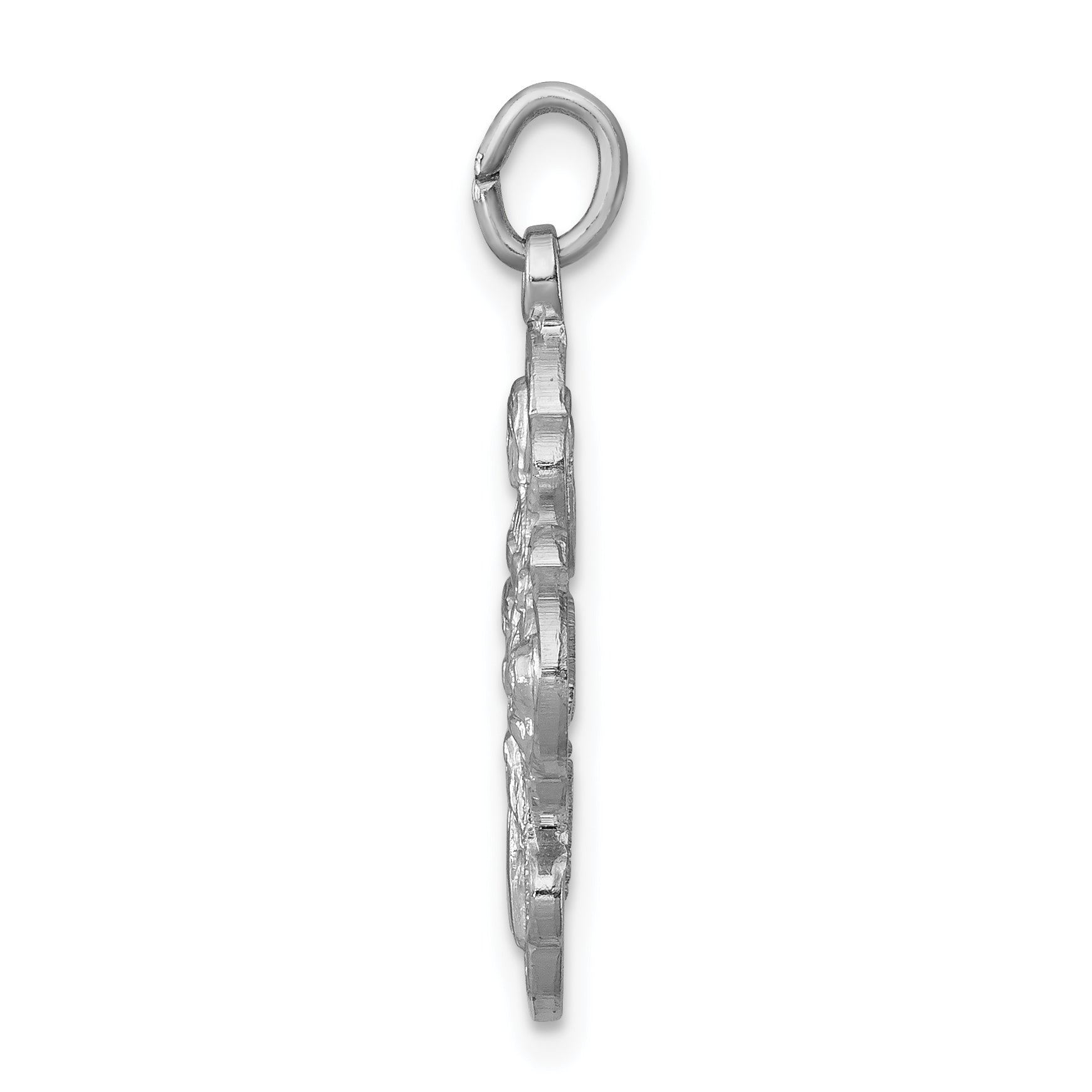 Sterling Silver Rhodium-Plated 4-Way Medal Pendant with Satin Finish Secondary image