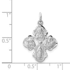 Sterling Silver Rhodium-Plated 4-Way Medal Pendant with Satin Finish